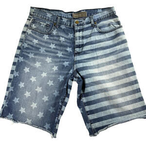 Standard Cloth Mens 34W American Flag Denim Shorts Stars Stripes Cutoff USA